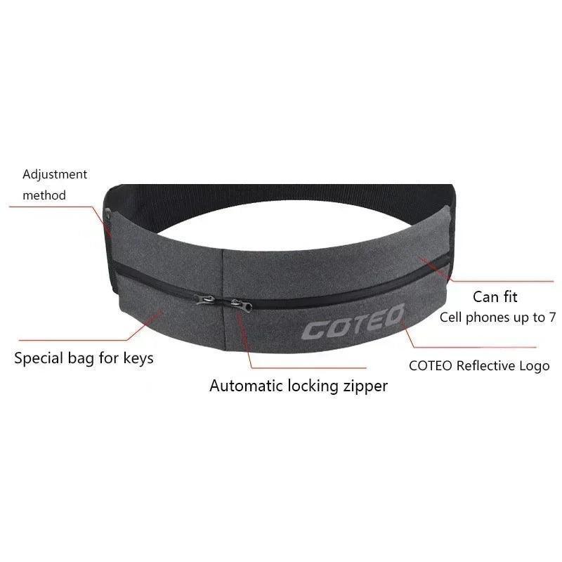 Reflective Elastic Waistband Sport Bag Double Zipper Pocket Running Gym Yoga Waist Belt Pack Phone Waist Wallet Bag - Núcleo Seguro 