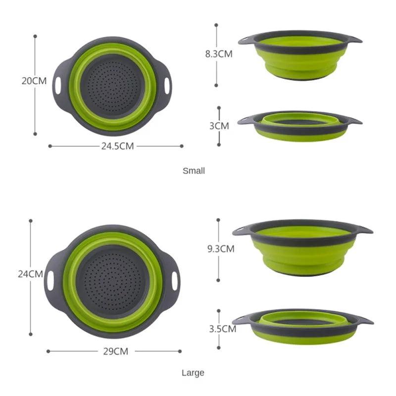 Cesto Dobrável de Silicone para Limpeza de Frutas e Verduras