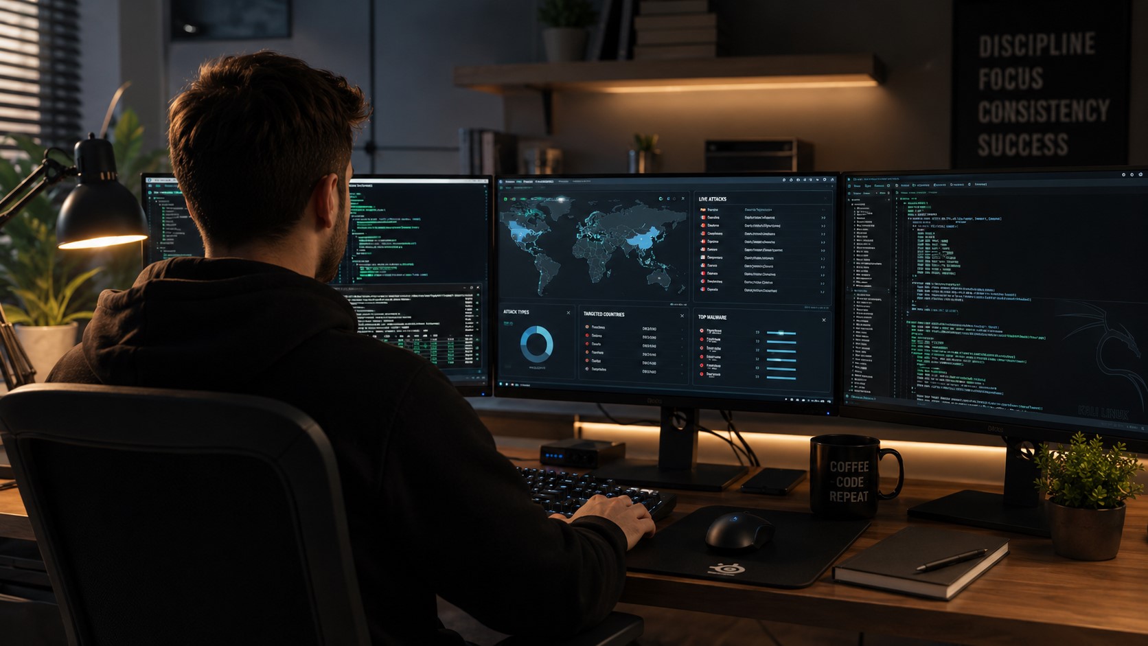 Especialista en ciberseguridad trabajando en evaluación de seguridad